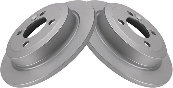 TRQ Rear Brake Rotor Set Solid G Coated Compatible with 2006-2015 Mini Cooper