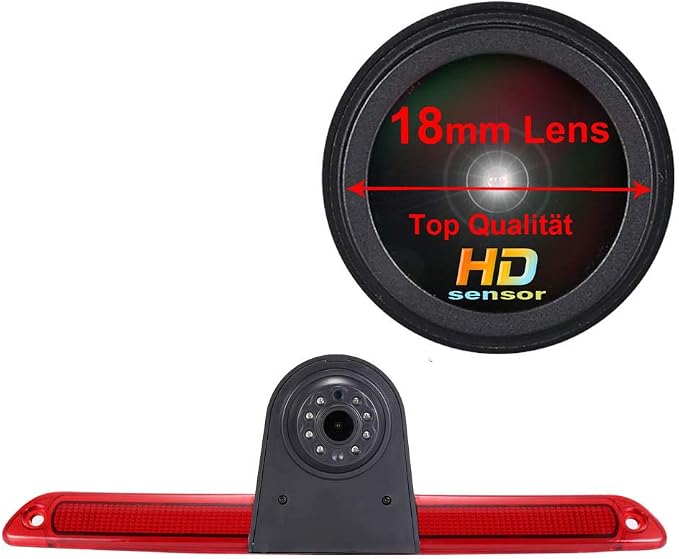 1280 * 720 Pixels Car Third Roof Brake Lamp Rear View Backup Camera Replacement for VW Crafter Caravelle 2007-2015 Mercedes Benz Sprinter W906 OEM:A9068200456 2DA009511+4.3" Reverse Mirror