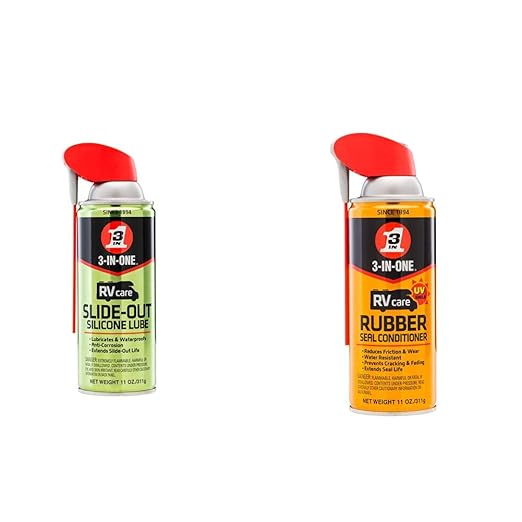 3-IN-ONE RVcare Slide-Out Silicone Lube with SMART STRAW SPRAYS 2 WAYS, 11 OZ & RVcare Rubber Seal Conditioner with SMART STRAW SPRAYS 2 WAYS, 11 OZ