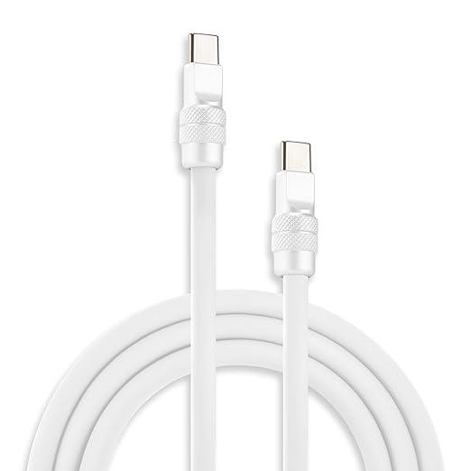 chubbycable Chubby 2.0 USB C 240W Fast Charging Cable Silicone Soft Durable USB C Cable Extra Thick Charger Cord Compatible with iPhone 17-15 Series iPad, White+White, Type-C to Type-C, 13.1FT