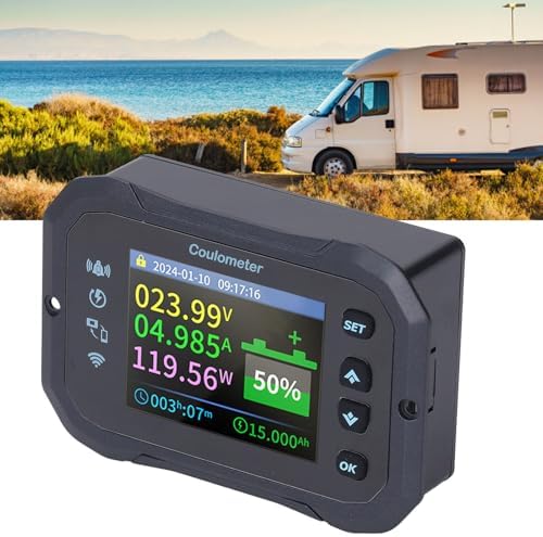 Battery Monitor, Battery Monitor KM105F Battery Shunt Ammeter with Battery Monitor, Shunt, 1m Red Positive Wire, 5m Communication Wire, User Manual for diverse applications