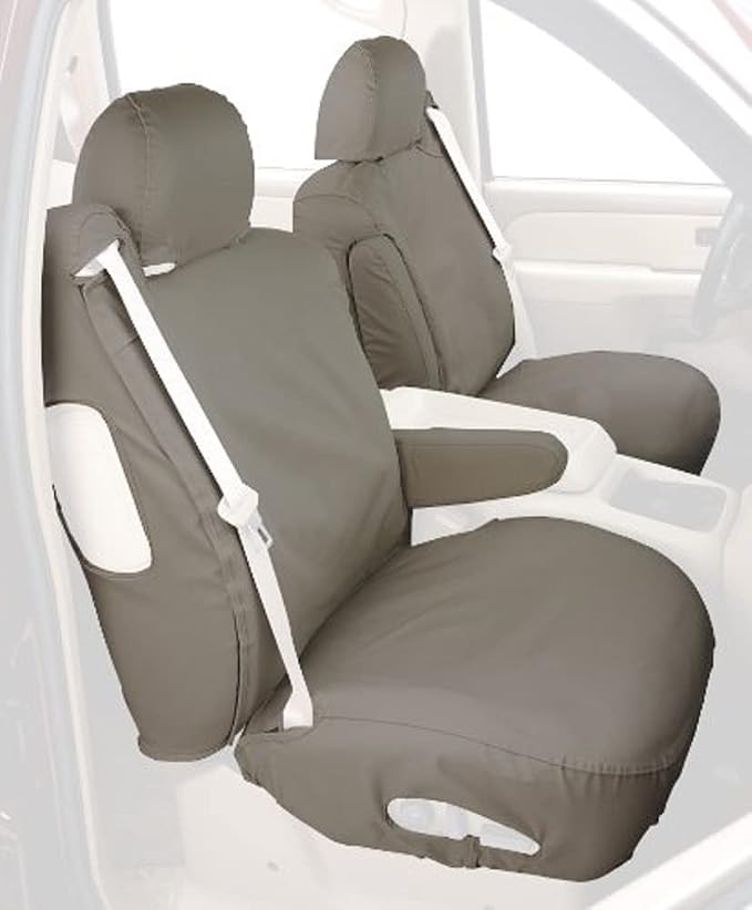 Covercraft Custom-Fit Front Bucket SeatSaver Seat Covers - Polycotton Fabric, Misty Grey