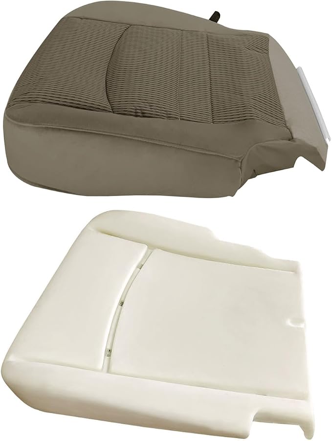 Driver Bottom Cloth Seat Cover & Foam Padding, Tan Driver Side Fabric Seat Cover & Foam Cushion Compatible with Dodge Ram 1500 2500 3500 4500 5500 SLT 2009-2012