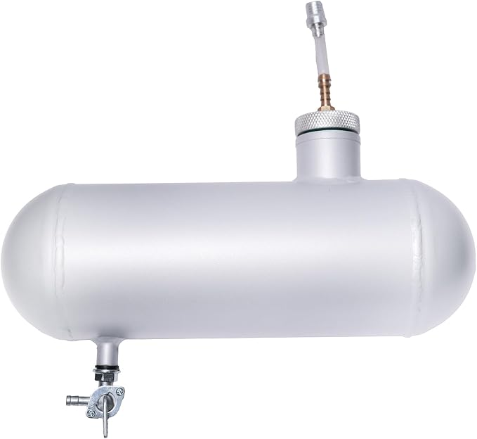JMCHstore Side Aluminum Mini bike Gas Fuel Tank Cylinder 4x12'' for Coleman Baja Montser Mega moto Predator Hemi non 212 Engine, Massimo Axis RealTree Motovox Mototec Gas Bike, Go Kart Parts (Silver)