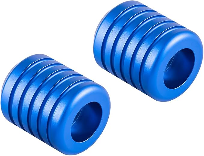 Advanblack CNC Aluminum Motorcycle Frame Sliders – Crash Bar Slider for Harley 1-1/4” Flat Out & Highway Crash Bars/Saddlebag Guards – Red, Gold, Black, Silver – Bolt-On Pair with Screws (Blue CNC)