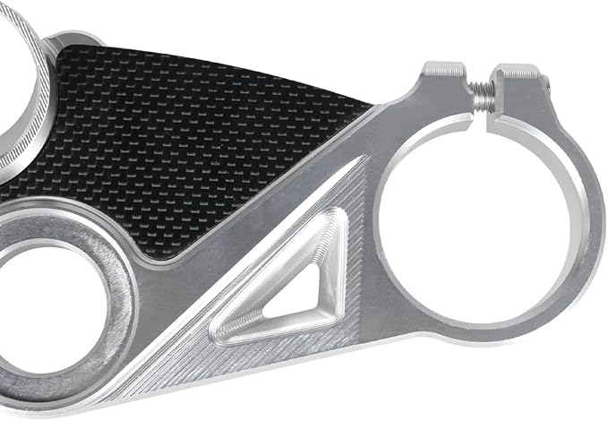 ONE.K.S Motorcycle Triple Tree Forks Top Clamp Front End Upper Top Steering Clamp Fit for Kw-asaki ZX6R 2019-2026 European Version Triple Tree Uplink CNC Aluminum (Silver-TX)