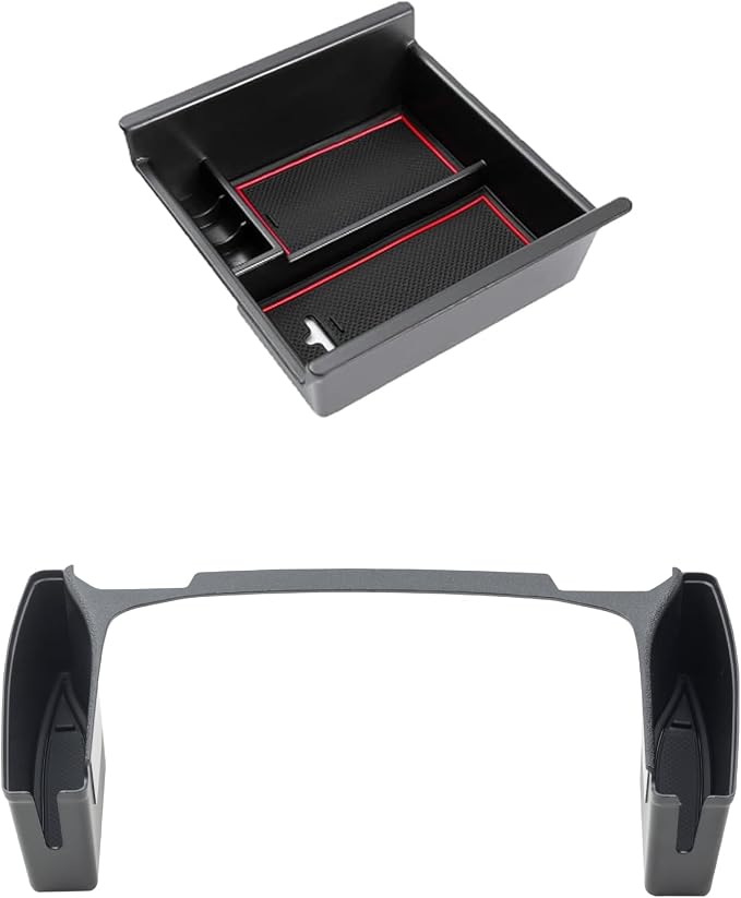 JDMCAR Center Console Organizer (Red Trim) and Gear Shift Organizer Tray Compatible with Toyota 4Runner Accessories 2010-2024