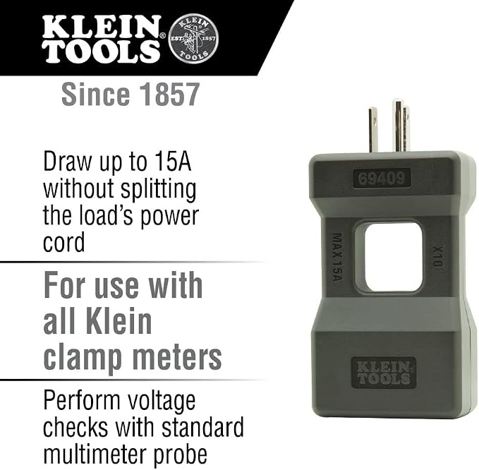 Klein Tools 69409 Line Splitter 10x and Klein Tools 69381 Alligator Clip Test Leads, Heavy-Duty Replacement 3-Foot Meter Leads