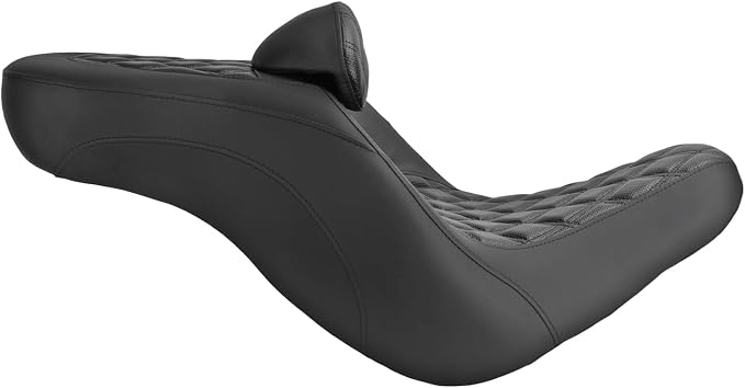 Motorcycle One-piece Seat Driver& Passenger Seat Fit for Harley Softail Low Rider FXLR FXLRS FXLRST 2018-later (#2 Seat w/Pad-Rhombus)