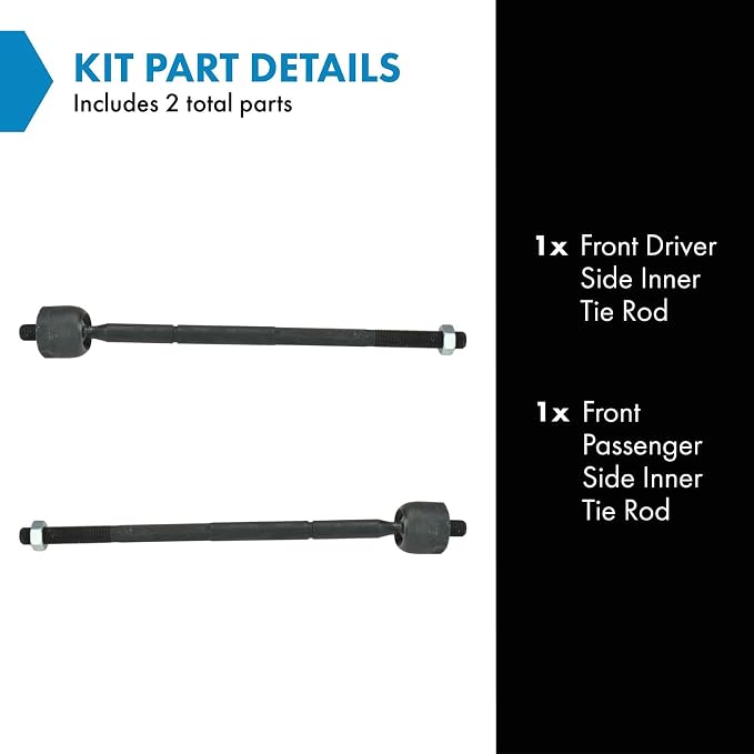 TRQ Front Inner Tie Rod Set 2 Piece Compatible with 2000-2004 Dodge Dakota 00-03 Durango