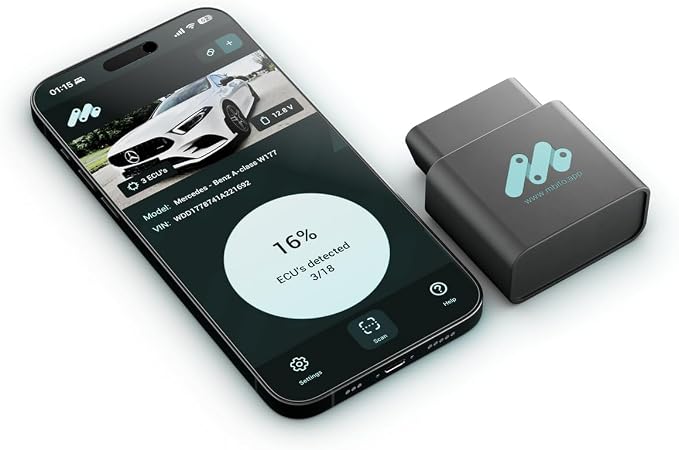 MBito Professional OBD2 Scanner Bluetooth | Compatible with W204 W205 W212 W213 C117 X253 W166 | Vehicle Diagnostics & Coding 2008-2024 | iOS Android