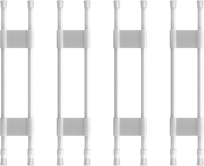 4 Sets Double RV Refrigerator Bars,RV Tension Rods with Adjustable Length 15.7-28.7 Inches,Non-Slip RV Refrigerator Bars for Camper Refrigerator,Kitchen,Closet, Bookshelf,Cupboard-White