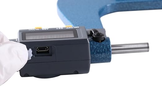 Accusize Industrial Tools Outside Micrometer, 5-6 in/125-150 mm, MD71-0006 | 2-Key Electronic Digital, Carbide-Tipped, Data Output, 0.00005 in Resolution
