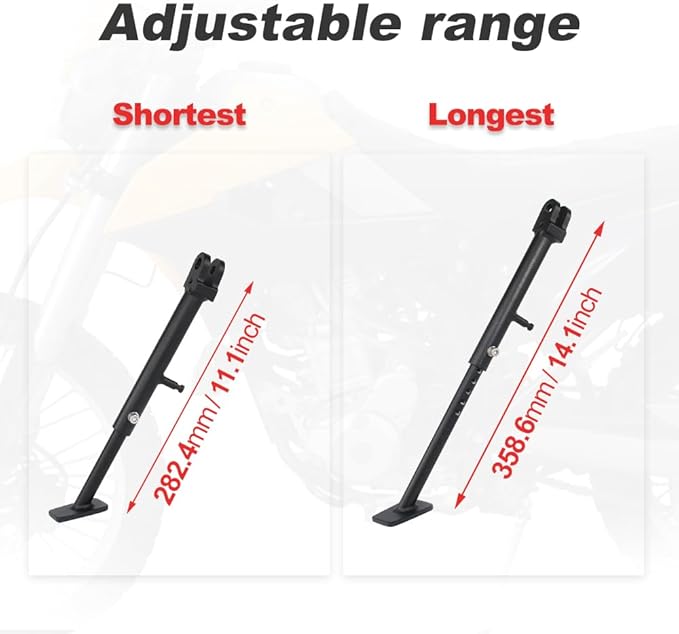 Xitomer 0-3 inch Adjustable Kickstand Fit for KLX300 2021-2023 / KLX250S 2009-2014 / KLX250 2020 2019 2018-2020, Motorcycle Adjustable Side Stand