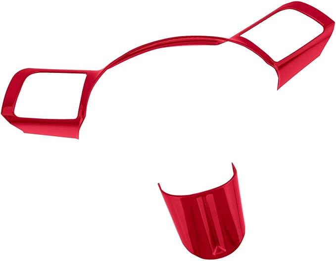 2 PCS Car Steering Wheel Frame Cover Steering Wheel Button Panel Protection Frame Compatible with Hyundai Sonata DN8 2024 Accessories (Glossy Red Car Steering Wheel Frame)