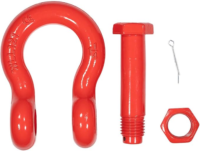 Mytee Products 1-1/4" Anchor Shackle Forged Carbon Steel w/Safety Screw Pin Load Limit 24,000 lbs, Double Rust Protection Heavy Duty D Ring Bolt Type Shackle for Towing, Rigging & Vehicle Recovery