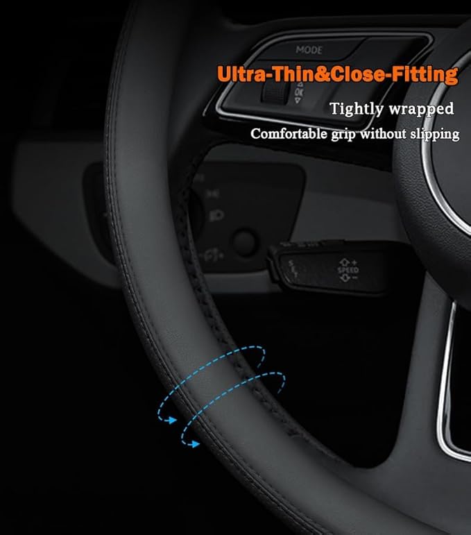 Steering Wheel Cover for Acura RDX MDX Integra TL TLX TSX ILX NSX ZDX RL RSX RLX Type s A-spec Advance SH-WAD Car Interior Accessories, 2026 Black Leather 14.5-15 inch