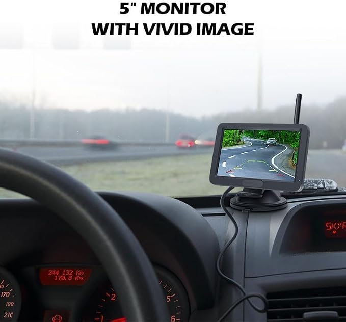 OBEST Magnetic Solar Wireless Backup Camera:1080P 5”HD Rechargeable Reverse Camera with Monitor,Night Vision Waterproof Rearview Camera System for Car RV Truck Trailer SUV Campers,No Wiring