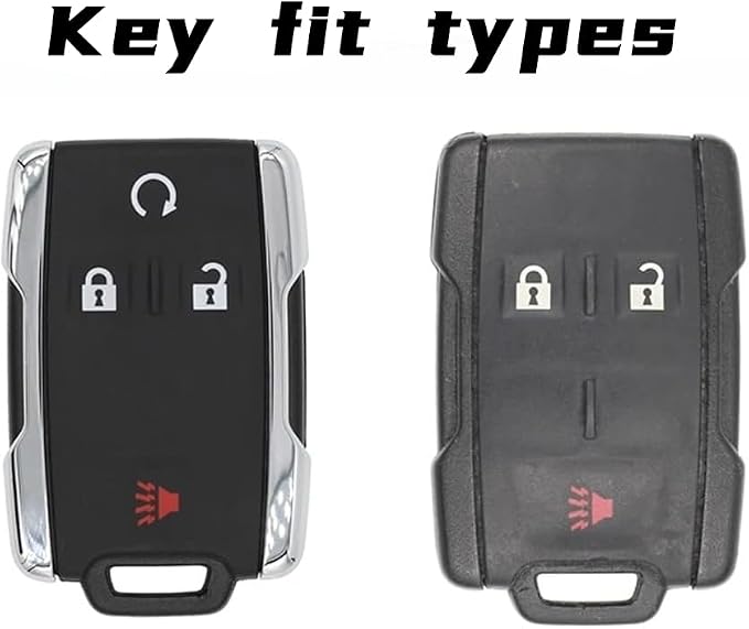 Heavy Key Fob Cover Case Protector for GMC, Keychain, Accessories for GMC Chevy Colorado Silverado Suburban Tahoe Silverado (Type-A 4 Buttons)