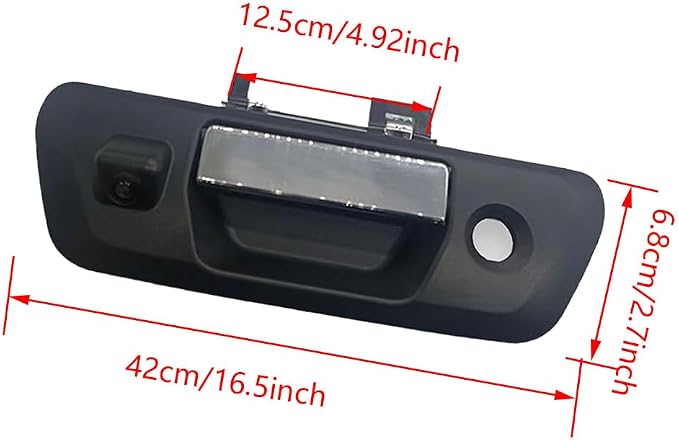 Riloer Tailgate Handle Rear View Backup Camera with Dynamic Guidelines Black, Compatible with Nissan 2015-2018 Navara D23 NP300, CCD (Charge-Coupled Device) Tailgate Door Handle Camera