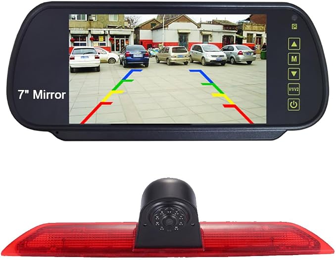 Third 3rd Brake Light Backup Parking Camera with 7 inch Rear View Mirror Monitor Replacement for Ford Transit tourneo Custom Jumbo Kasten V363 F150 F250 F350 V636 MK8 2012-2020