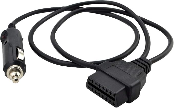 1M/3.3ft Car OBD2 Vehicle ECU Emergency Power Supply Cable Car Memory Save Any 12V DC Power Source with Cigarette Lighter to OBD Female Connector Cable Adapter Black (Pack of 5)