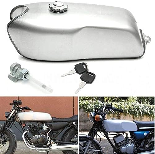 2.4 Gallon (9L) Motorcycle Gas Tank - Unpainted Universal Steel Blank for Cafe Racer, Modification Required, For Honda CB For Yamaha RD For Suzuki GS For BMW (Raw Custom Finish)