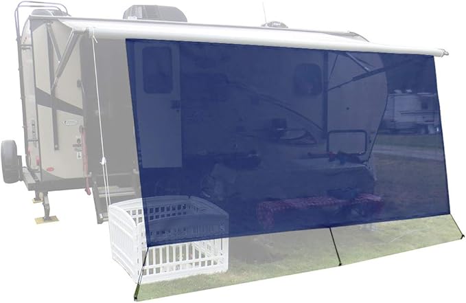 Leaveshade RV Awning Sun Shade Screen Tentproinc 7' X 17' 3''- Navy Blue Mesh Sunshade Block Patio Front Sun Light Motorhome Camping Trailer UV Sunblocker Canopy Sunscreen - 3 Year Warranty