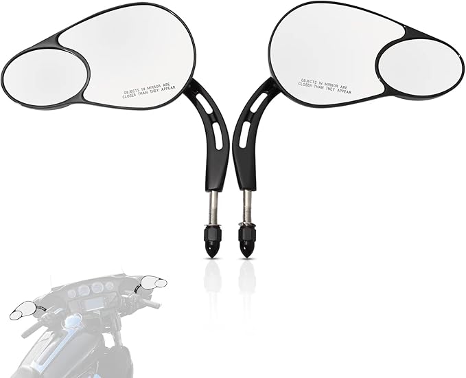 WOWTK Split Vision Rearview Mirrors fits for Harley 1982-2025 Most Models Road King Street Glide Road Glide Softail Iron 1200 Iron 883 Deluxe Fat Boy Sport Glide XG750 XG500 Sportster,Black