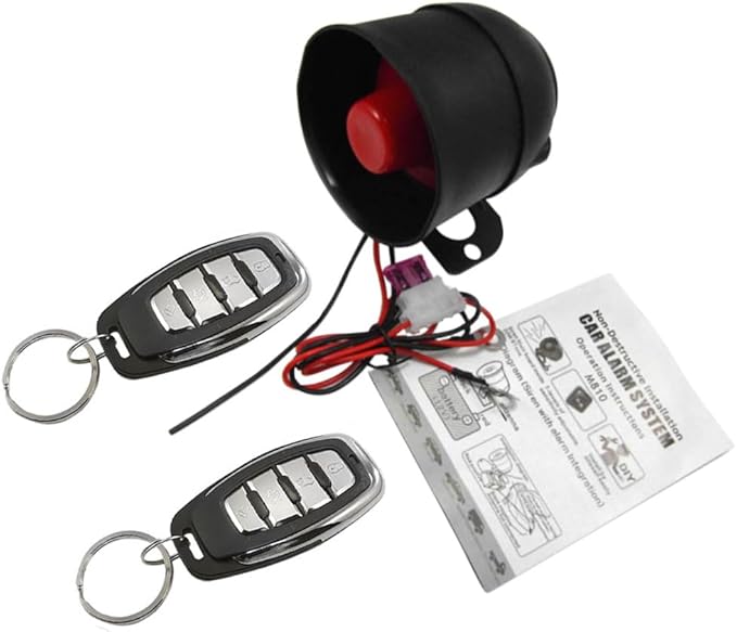 Riloer Vehicle Security Protection System, Universal 12V Car Alarm Device System, 2X Remote Controls Anti-Theft Device Car Horn Siren Alarm