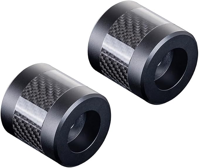 Advanblack ProTek Machined 1.25" Crash Bar Sliders Decorative Wheel Rotatable End For Front Engine Guard Harley Saddlebag Guards (Black CNC w/Carbon Inlay)