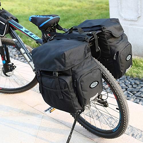 Dreamoon 50L Bike Panniers, Waterproof Bicycle Commuting Bag with Rain Cover, Rear Seat Bag for Rack Width Under 6.3 Inches, Reflective Trim for Safety, Cycling Organizer (Black)