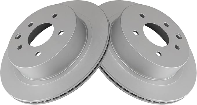 TRQ Rear Brake Rotor Set G Coated Vented Compatible with 2003-2005 Infiniti G35 2003-2005 Nissan 350Z 2014-2017 Juke 2011-2024 Leaf 2008-2020 Rogue 2014-2015, Select 2017-2022 Rogue Sport