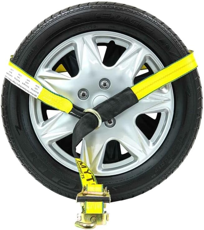 Mytee Products (8 Pack 2" x10' Lasso Ratchet Strap with J Finger Hook Wheel Net Auto Tow Towing Car Hauler Down