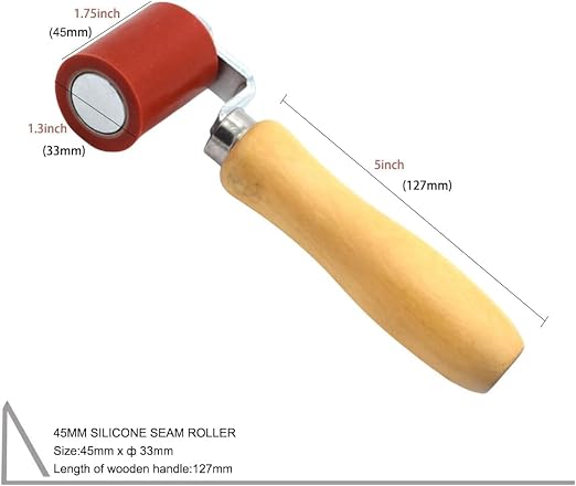 1-3/4 Inch Professional Heavy Duty 45mm Silicone Seam Roller for PVC TPO EPDM Roofing Vinyl Decking Membrane and Tarpaulin Banner Welding, Automotive Audio Sound Deadening Silicone Hand Roller (8)