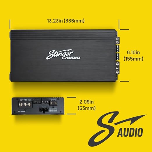 Stinger Audio MT-1000.5 Compact Digital Class D 1200W RMS 5-Channel Car Audio Amplifier with Bass Knob Remote Control, Bass Boost, HEXFET MOSFET, High/Low Pass Crossover, Subsonic Filter