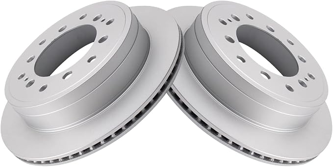 TRQ Rear Brake Rotor Set G Coated Vented Compatible with 2010-2023 Lexus GX460 2010-2024 Toyota 4Runner 2010-2014 FJ Cruiser