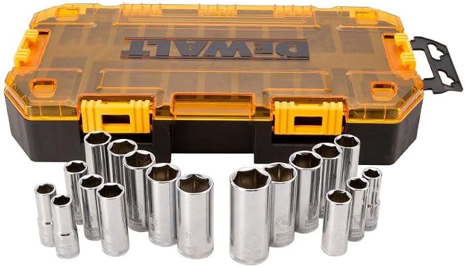 DEWALT 20-Piece 3/8" Drive Deep Socket Set & 71-Piece Screwdriver Bit Set with Nut Drivers