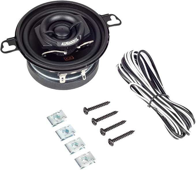 Alphasonik 1 Pair of NS35 Neuron Series 3.5" (180 Watts Max for The Pair) 90 Watts Max Per Speaker 2-Way Full-Range Car Audio Speaker with PEI Dome Tweeter Polypropylene Cone