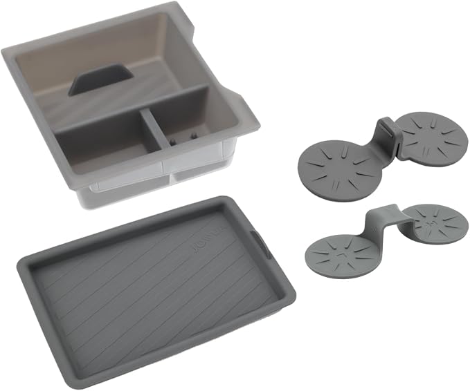 JOWUA Center Console Set Compatible for Tesla New Model Y Juniper 2025+ Include Light Transmission Center Console Organizer, 2PCS Cup Coater, Center Console Silicone Mat