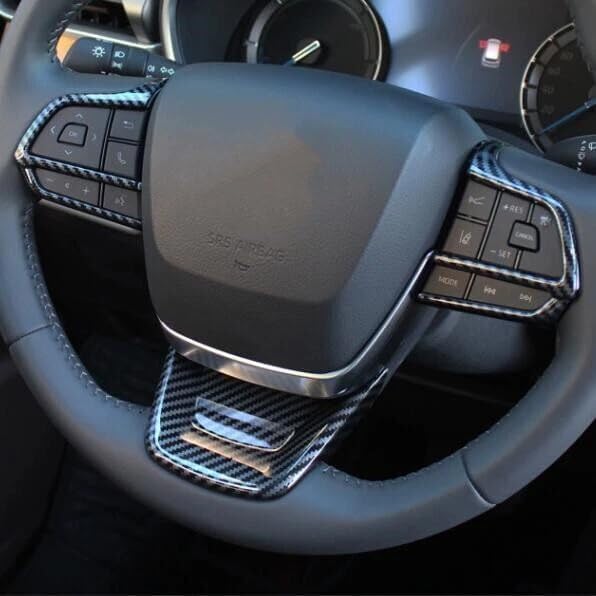 3Pcs Steering Wheel Glitter Ornament Modification Trim Cover Compatible with Toyota Grand Highlander 2024 2025 2026 Fit for 2024-2026 Grand Highlander ABS Accessories(Carbon Fiber)