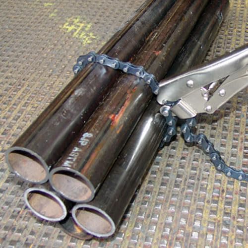 Strong Hand Tools Locking Chain Pliers 10 Inch with 102 Inch Chain, Maximum Load of 200 LB, Heavy Duty Adjustable Chain Clamp for Welding, Automotive, Metalworking, Pipe and Exhaust Repair PFC10102