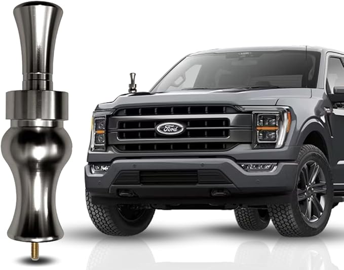 Duck Call Truck Antenna, Short 5.5 Inch Heavy Duty Anodized Aluminum Radio Antenna, Universal Kit Fits Most Trucks Including F150, F250, Clear Signal, Unique Truck Accessories and Gifts (Silver)