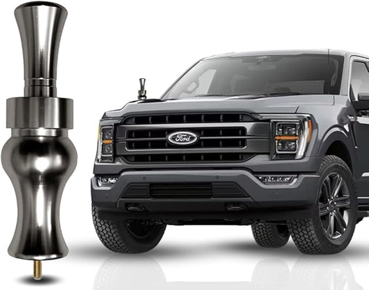 Duck Call Truck Antenna, Short 5.5 Inch Heavy Duty Anodized Aluminum Radio Antenna, Universal Kit Fits Most Trucks Including F150, F250, Clear Signal, Unique Truck Accessories and Gifts (Silver)