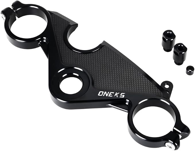 ONE.K.S Motorcycle Uplink Triple Tree Forks Front End Upper Top Clamp CNC Aluminum Steering Clamp Fit for YZF R6 European Version 2017-2025 (Black-TX)