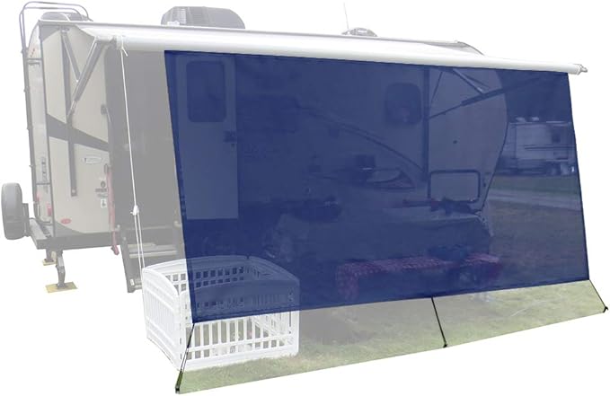 Leaveshade RV Awning Sun Shade Screen 7' X 10' 3'' (Fit for 11' Awning) Mesh Sunshade for RV Awning Sunscreen Block UV Glare Motorhome Camping Trailer Awning Shadescreen - 3 Year Warranty (Navy Blue)