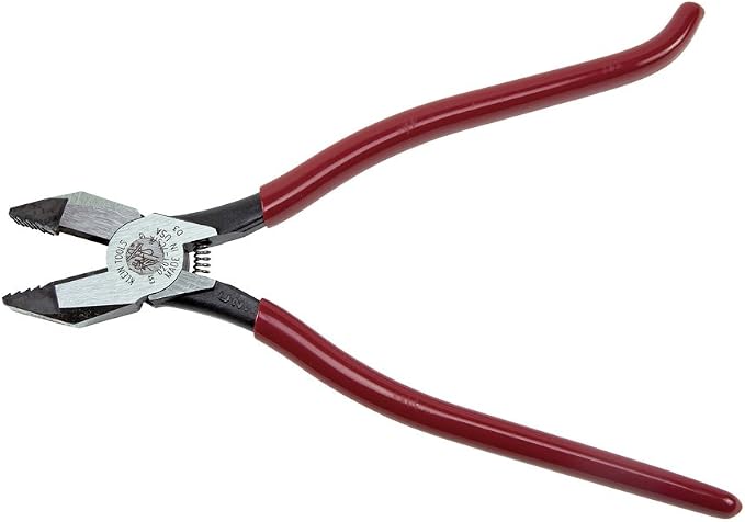Klein Tools D201-7CSTA Linesman Pliers, Side Cutters with Spring Loaded Action & 5416T Tool Bag, Bull-Pin and Bolt Pouch, No. 4 Canvas with Tunnel Connection, 5 x 10 x 9-Inch
