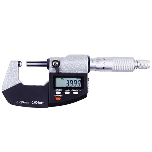 Tube Micrometer Dual Ball Anvil Digital Electronic Micrometer Measuring Tool, Inch/Metric, 0-1"/0-25mm