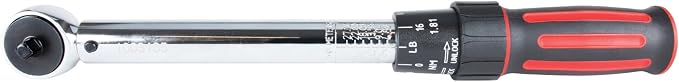 Performance Tool M196 1/4-Inch Drive Torque Wrench 250 inch/lb. - Dual Scale, Audible Click, Precision Ratchet