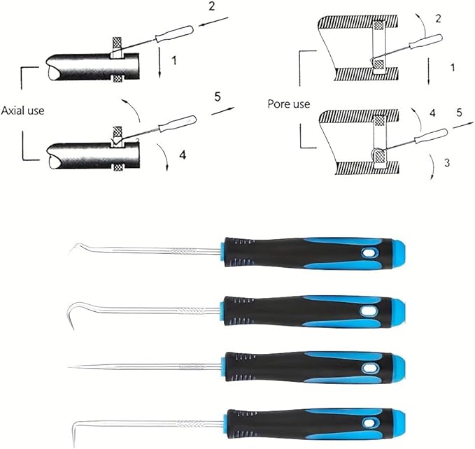 Professional 10-Piece Automotive Hook and Pick Set for Oil Seal, O-Ring, Gasket Removal - Car Repair Tool Kit for Mechanics, Auto Body Dent Puller, Engine Repair & Maintenance (Blue)